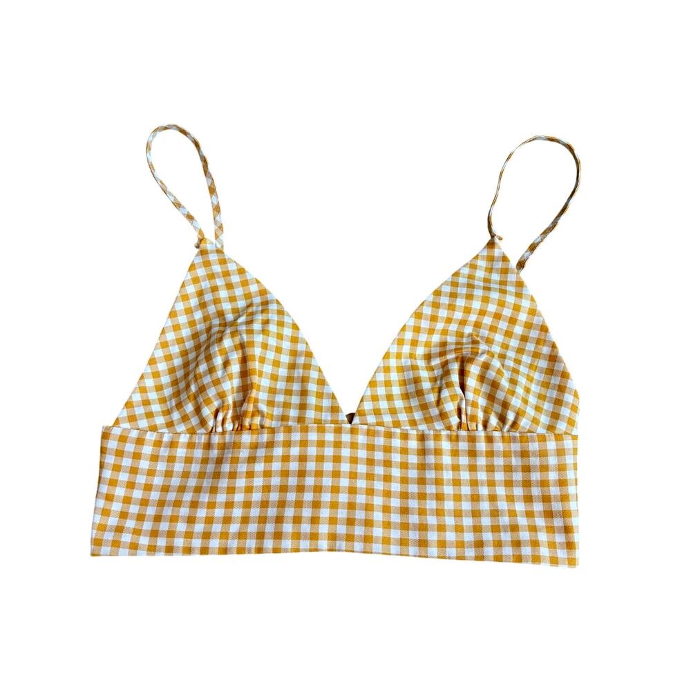 Signature 8 Yellow Gingham Crop Top Women’s L — Coquette